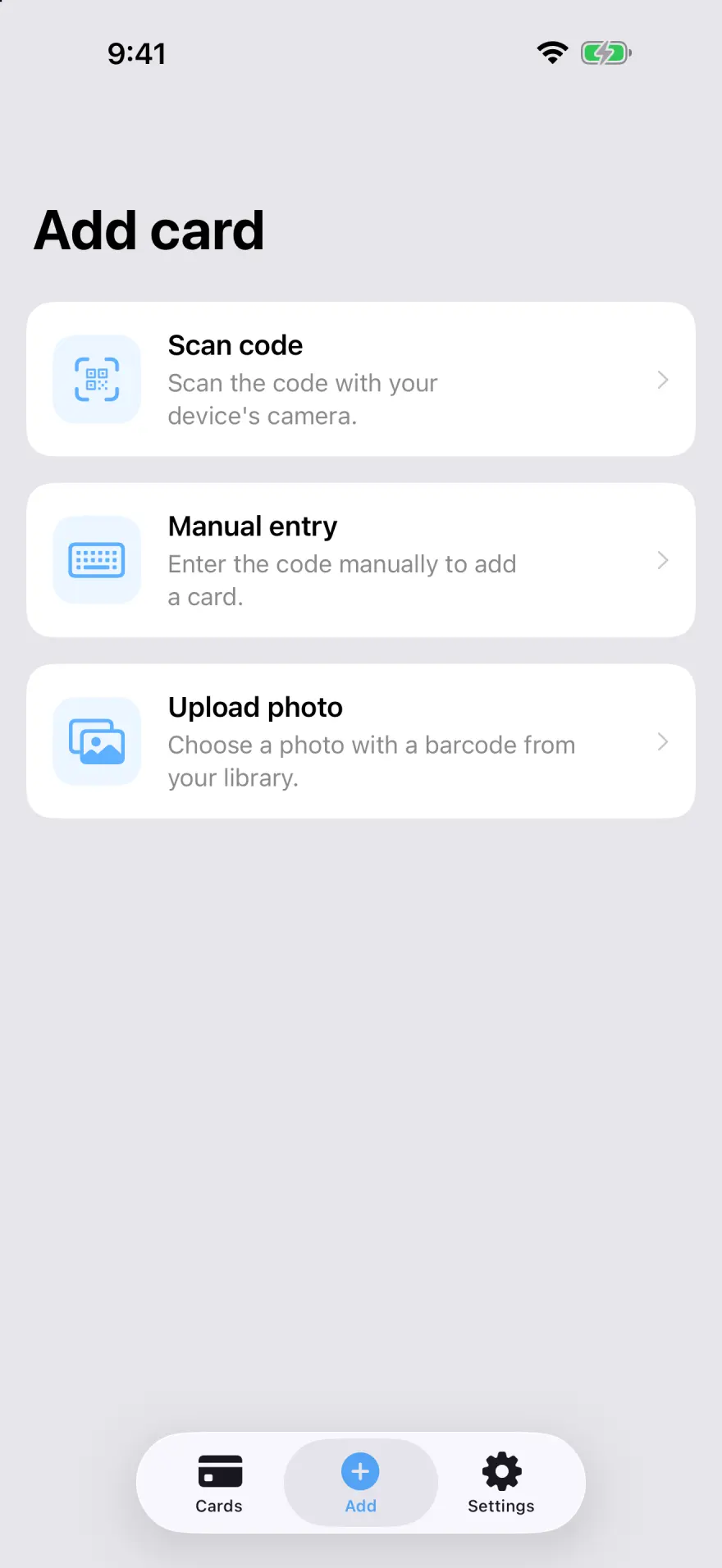 Add Any Card in Seconds
